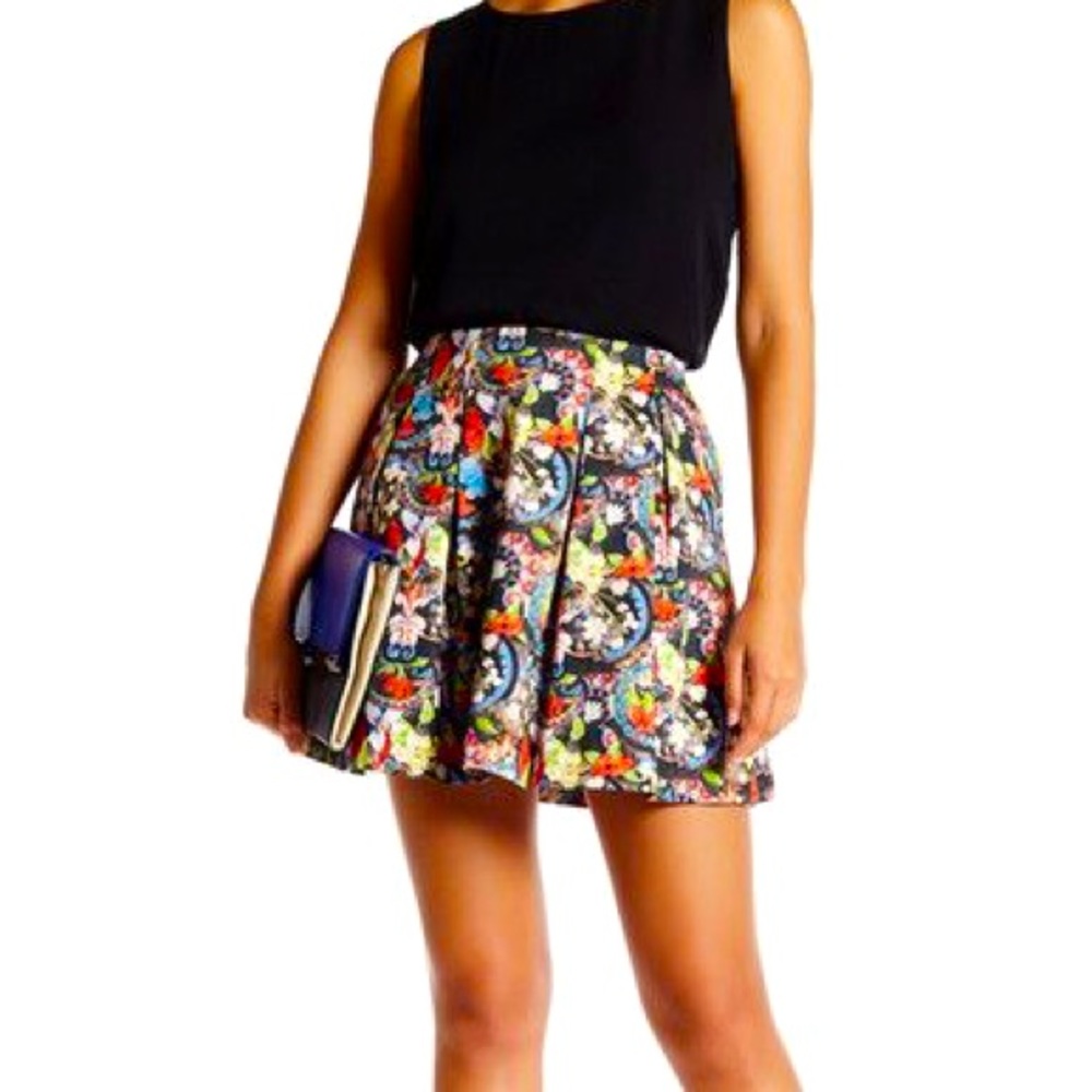 Alice and Olivia Parson pleated floral pattern skirt w pockets - S
